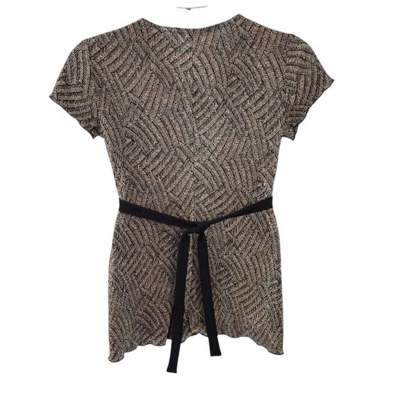 Womens Detail V neck  Tan Blouse with Back Sash Tie‎ Size M - Picture 3 of 6